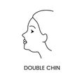 Double chin line icon in vector, woman face illustration