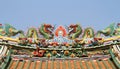 Double Chinese dragon on the temple roof Royalty Free Stock Photo