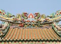 Double Chinese dragon on the temple roof Royalty Free Stock Photo