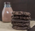 Double Chocolate Cookies with Chocolate Milk Royalty Free Stock Photo