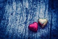 Double Chocolate Heart Shape On Grunge background with blue light Royalty Free Stock Photo