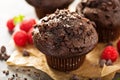 Double chocolate muffins with raspberry