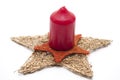 Double Christmas star with candle Royalty Free Stock Photo