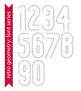 Double clear delicate line retro numbers set, vector digits