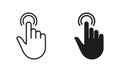 Double Click Gesture, Hand Cursor of Computer Mouse Line and Silhouette Black Icon Set. Pointer Finger Pictogram. Double Royalty Free Stock Photo