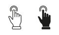 Double Click Gesture, Hand Cursor of Computer Mouse Line and Silhouette Black Icon Set. Pointer Finger Pictogram. Double Royalty Free Stock Photo