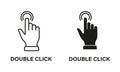 Double Click Gesture, Hand Cursor of Computer Mouse Line and Silhouette Black Icon Set. Pointer Finger Pictogram. Double Royalty Free Stock Photo