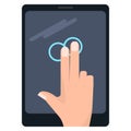 Double click with two fingers touch screen hand gesture