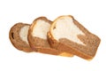 Double color bread sliced isolated on the white background Royalty Free Stock Photo