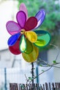 A double colorful wind mill.