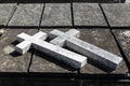 Double Concrete Crosses over the Grave in The Annual Blessing of Graves at Ratchaburi Province, Thailand