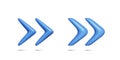 Double 3D arrow navigation button. Arrow icon for app or computer interface
