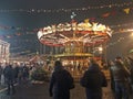 Carousel on Christmas market in Moscow, Russia by night