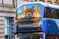 A double decker bus in movement in Edinburgh