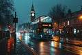 Double decker bus at night Royalty Free Stock Photo