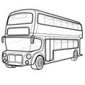 Double-decker bus sketch, coloring, isolated object on white background, vector illustration Royalty Free Stock Photo