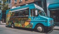 Double decker bus speeds through crowded city streets generated by AI Royalty Free Stock Photo