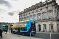 Double decker Irish bus that parks in front of Heuston train station in Dublin Royalty Free Stock Photo