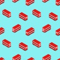 Double decker pixel art pattern seamless. london red bus background Royalty Free Stock Photo