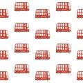 Double decker red bus seamless pattern. Vector childish illustration in scandinavian simple hand-drawn style. The limited palette Royalty Free Stock Photo