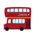 Double decker red bus vector illustration. City public transport service vehicle retro-bus isolated on a white Royalty Free Stock Photo
