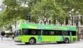 Double-decker tour bus in front of the New York City Library Royalty Free Stock Photo