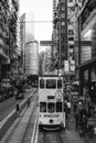 Double-decker tram in the streets of Hong Kong Island Royalty Free Stock Photo