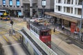 Double-decker tramway bus station Royalty Free Stock Photo