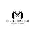 Double diamond with bright shine vector logo design