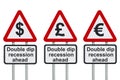 Double dip recession road sign Royalty Free Stock Photo