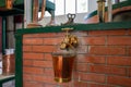 Double distillation process of cognac spirit in Charentias copper still pots and boilers in distillery in Cognac white wine region