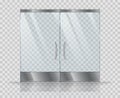 Double door clear glass. Vector realistic picture isolate on transparent background