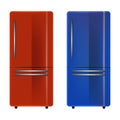 Double door freezer refrigerator or fridge flat color icon for apps and websites Royalty Free Stock Photo