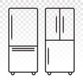 Double door freezer refrigerator or fridge line art icon for apps and websites Royalty Free Stock Photo