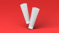 Double dynamic toothpaste mockup on redbackground. 3D Rendering Royalty Free Stock Photo