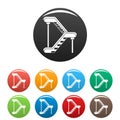 Double escalator icons set color