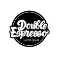 Double Espresso coffee hand drawn lettering, modern graffiti script for poster, banner, logo, icon, menu for cafe, restaurant, bra