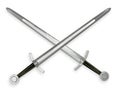 Double European medieval swords 3d rendering