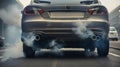 Double exhaust pipe of a car - blowing out the pollution. Royalty Free Stock Photo