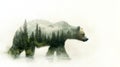 Double Exposure Bear with Forest Scene Royalty Free Stock Photo