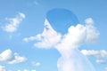 Double exposure of woman and blue sky. Concept of inner power Royalty Free Stock Photo