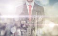 Double exposure with business Royalty Free Stock Photo