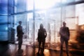 Double exposure Business organization structure on blurred background Royalty Free Stock Photo