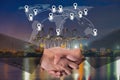 Double exposure of business people handshake Royalty Free Stock Photo