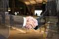 Double exposure Business people shaking hands Royalty Free Stock Photo