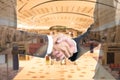 Double exposure Business people shaking hands Royalty Free Stock Photo