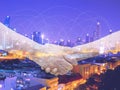 Double exposure business people shaking hands Royalty Free Stock Photo