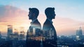 Double Exposure of Businessman and Cityscape Royalty Free Stock Photo