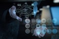 Double exposure of Businessman working with a Cloud Computing di Royalty Free Stock Photo