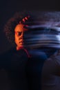 double exposure of depressed african american Royalty Free Stock Photo